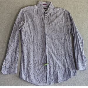 PAUL SMITH Men Dress Shirt Size 39 Slim Fit Dandelions Button Up Preppy Italy‎